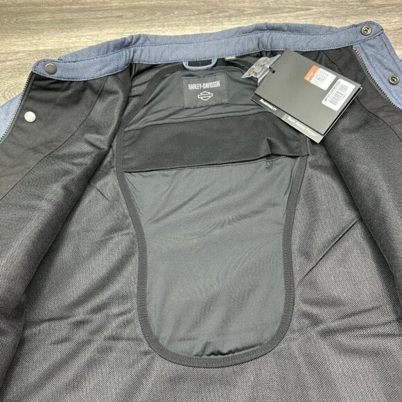 Harley Davidson Motorcycle Riding Shirt Jacket Operative Men's XL Textile Blue - Picture 10 of 16